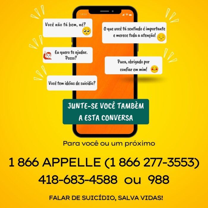 imagem de um celular com telefones para ligar em caso de tentativa de suicidio